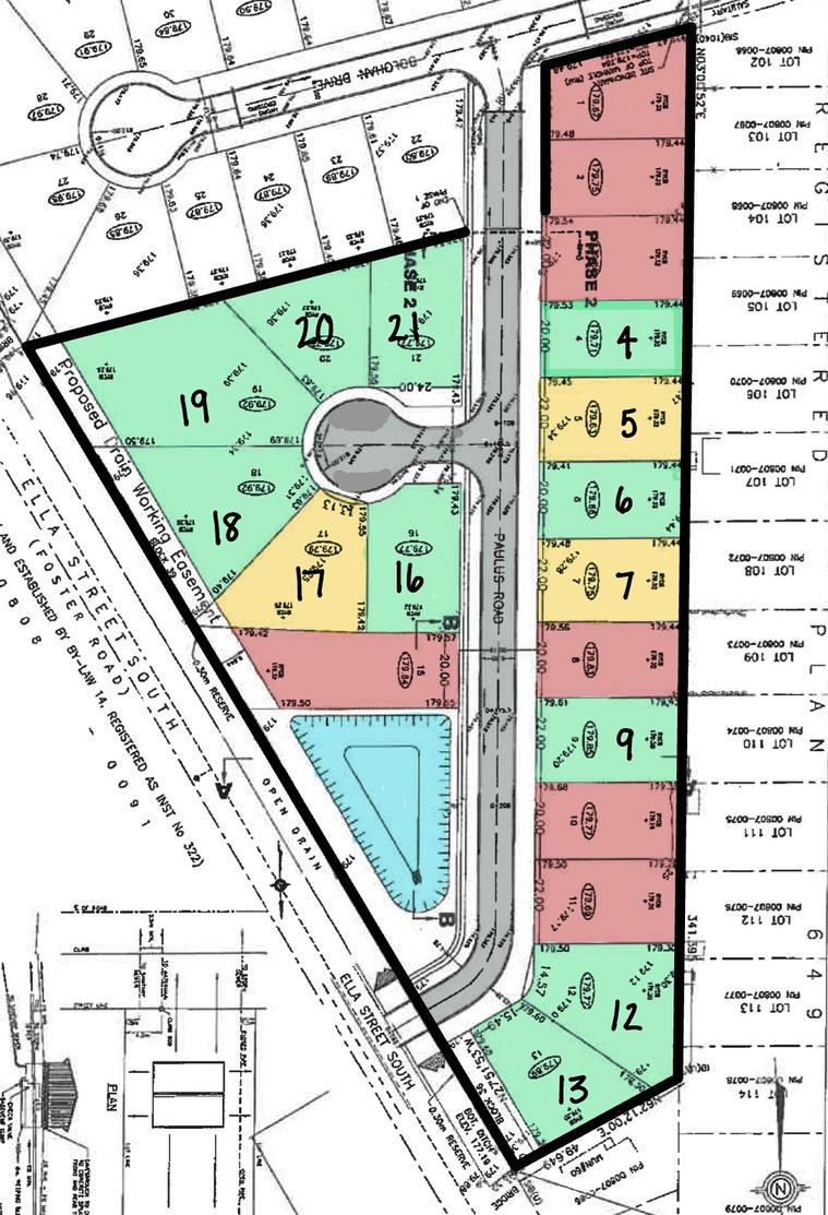 Lot map of the Paulus Subdivision