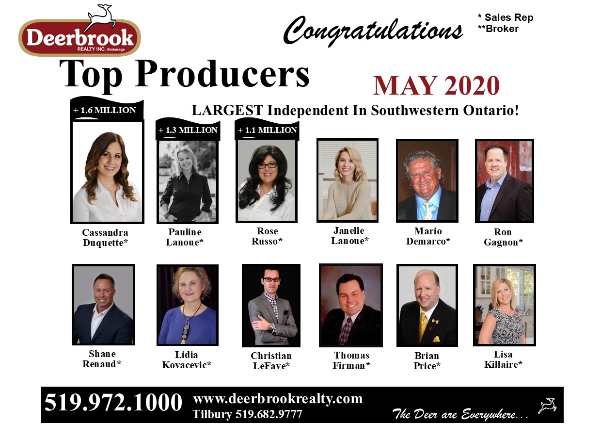 Thank You for Helping Us Be Named Top Producers for May 2020