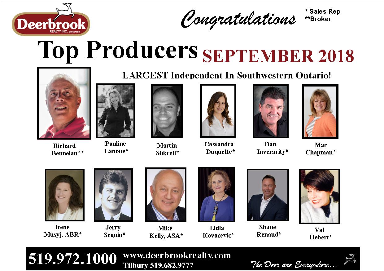 Proud to Be a Top Producer for September 2018