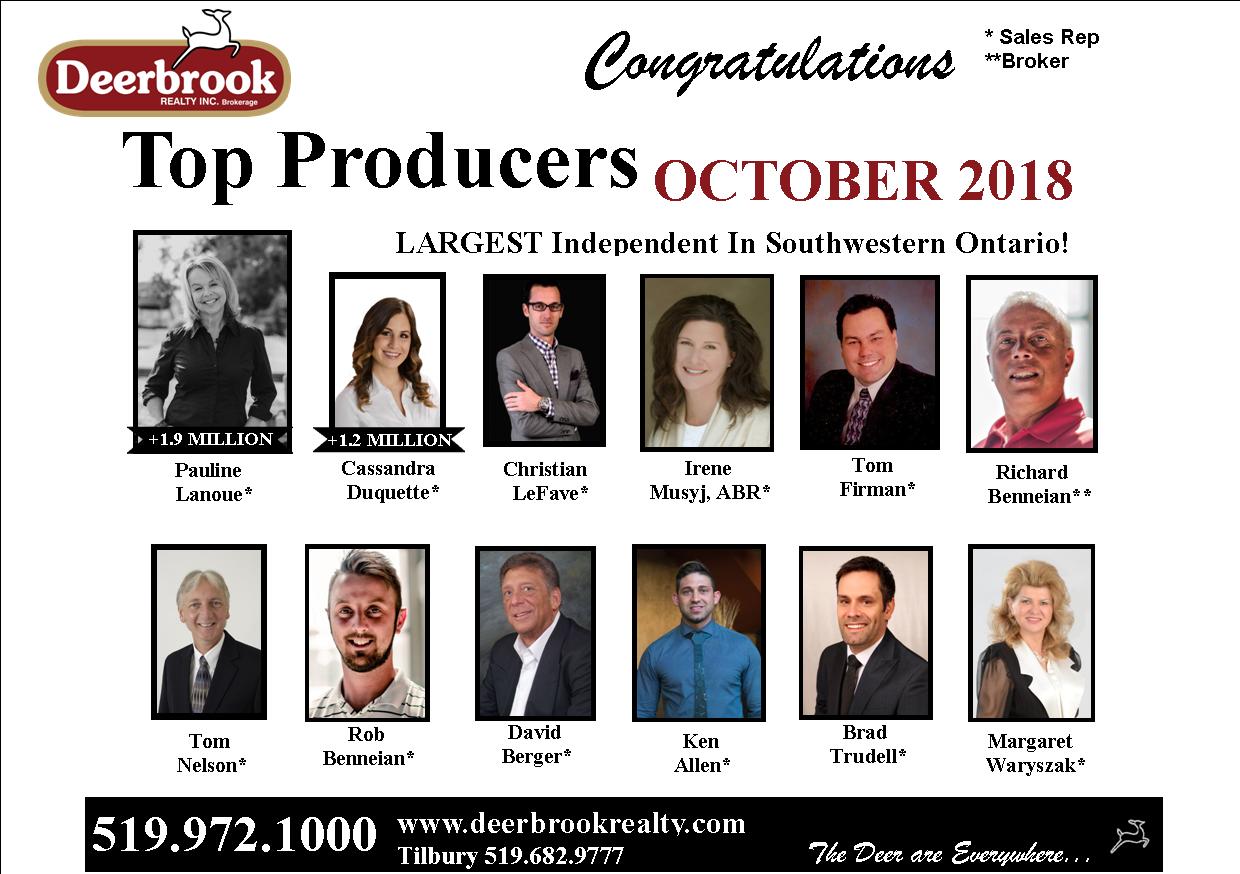 Proud to Be a Top Producer for October 2018